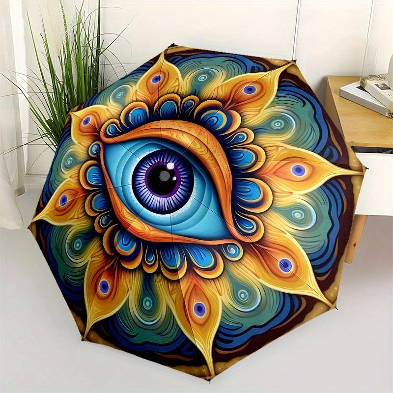 

1pc Psychedelic Eye MandalaUmbrella with Plastic Handle,Suitable for All Seasons Home Travel Outdoor UmbrellaB1766