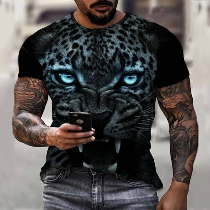 

Мужская футболка с принтом «Зверь, тигр, животный мир», топ с короткими рукавами, модная повседневная уличная повседневная одежда большого размера с круглым вырезом 3XL