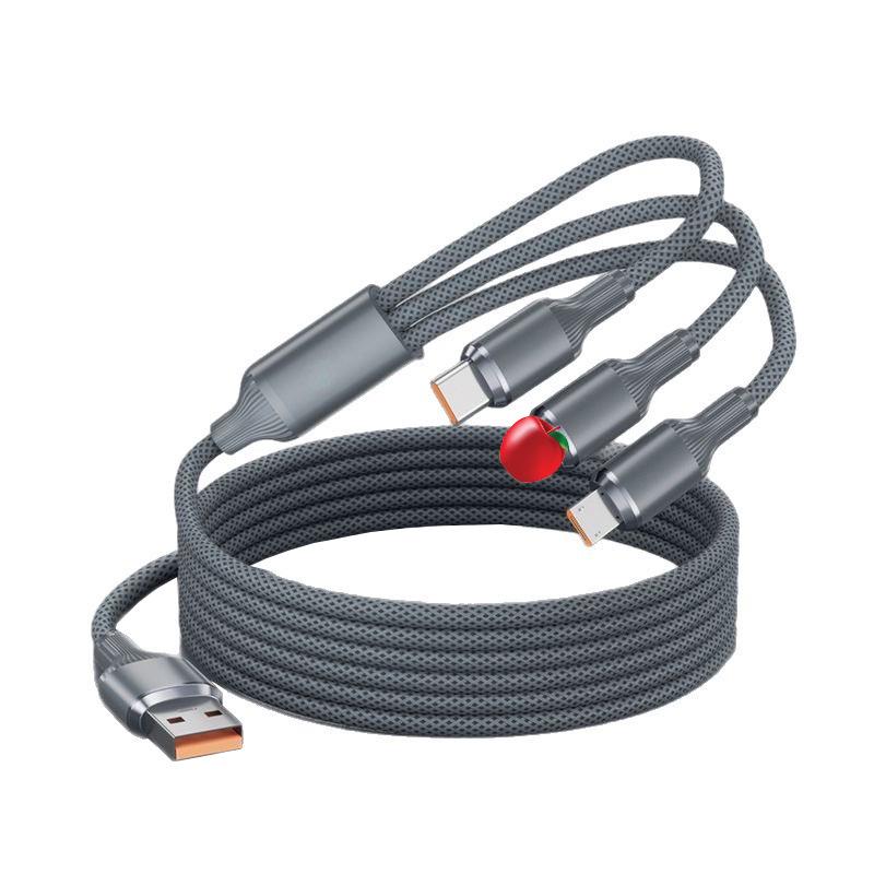 120W 3-in-1 Super Flash Charging Cable for Apple, Huawei, Type-C & Android Devices