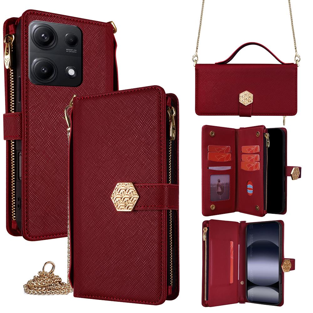 For Xiaomi Redmi Note 14S 4G Case Cross Texture PU Leather+TPU Wallet Phone Cover with Strap