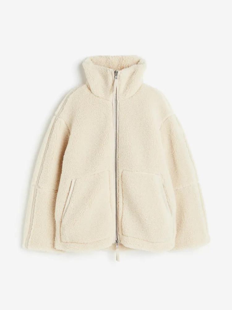Women's White Faux Fur Longline Coat, Thick Plush Teddy Jacket, Winter Warm Outerwear