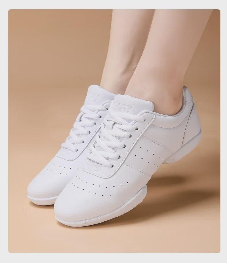 Kinder Wettkampf Aerobic Cheerleading Schuhe - Weiche, Rutschfeste Weiße Schuhe für Training und Wettkämpfe
