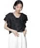 Nano Universe Frill Detail Front Size F Women's Lace-Up Blouse, Black, 010, 673-5221307