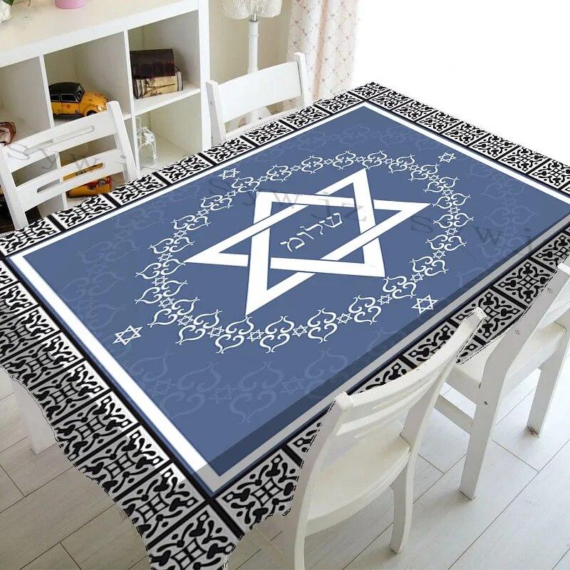 

Прямоугольная скатерть для Пасхи, еврейская Ханука, звезда Давида, декор для стола, коврик для праздника, дома, вечеринки, ресторана, декор, крышка стола 90x140cm35x55inch