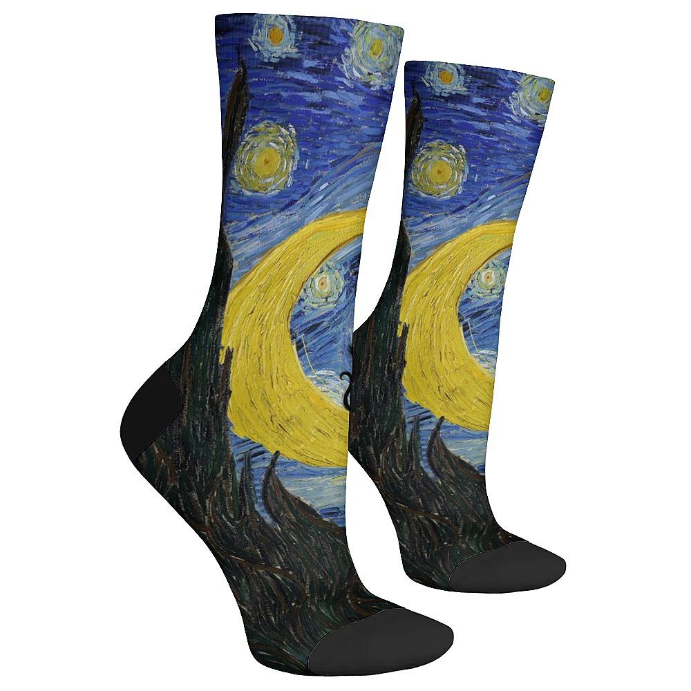 Black Cat Pattern Versatilemen's Novelty Midtube Socks Fashionable and Cute Versatile Style Breathable and Warm Perfect Gift