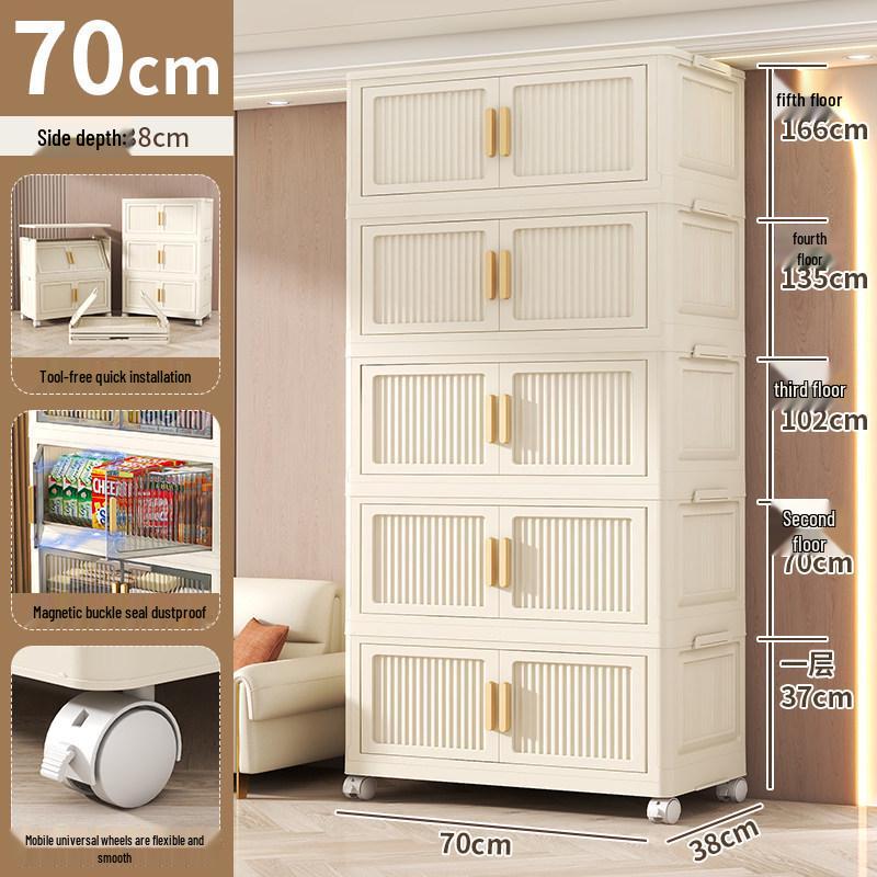 Folding Multi-Layer Plastic Storage Cabinet for Bedroom & Living Room