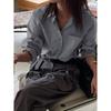 Woman Blouse Spring Autumn New Solid Color Pocket Design Turn-Down Collar Long Sleeve Versatile Loose Casual Shirt Top