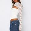 Women's Spicy Girl - Vibe Lace - Spliced Cut - Sleeve Slim - Fit Solid - Color Long - Sleeve Top