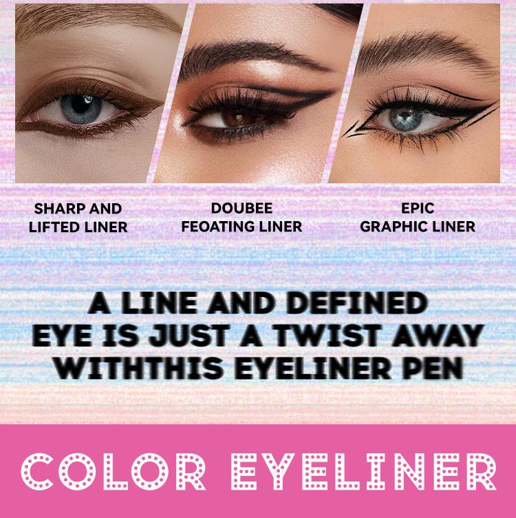 4-color Colorful Vibrant Girl Series Eyeliner Rubber Pen Not Easy To Smudge Gold White Black Color Silky Eyeliner Stage Eye Makeup