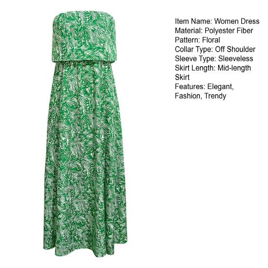 Dámské letní šaty s odhalenými rameny Maxi šaty Volánové Bez ramínek Trubkový top A-line Rozparek Dlouhé šaty Letní Boho Květinové Plážové šaty