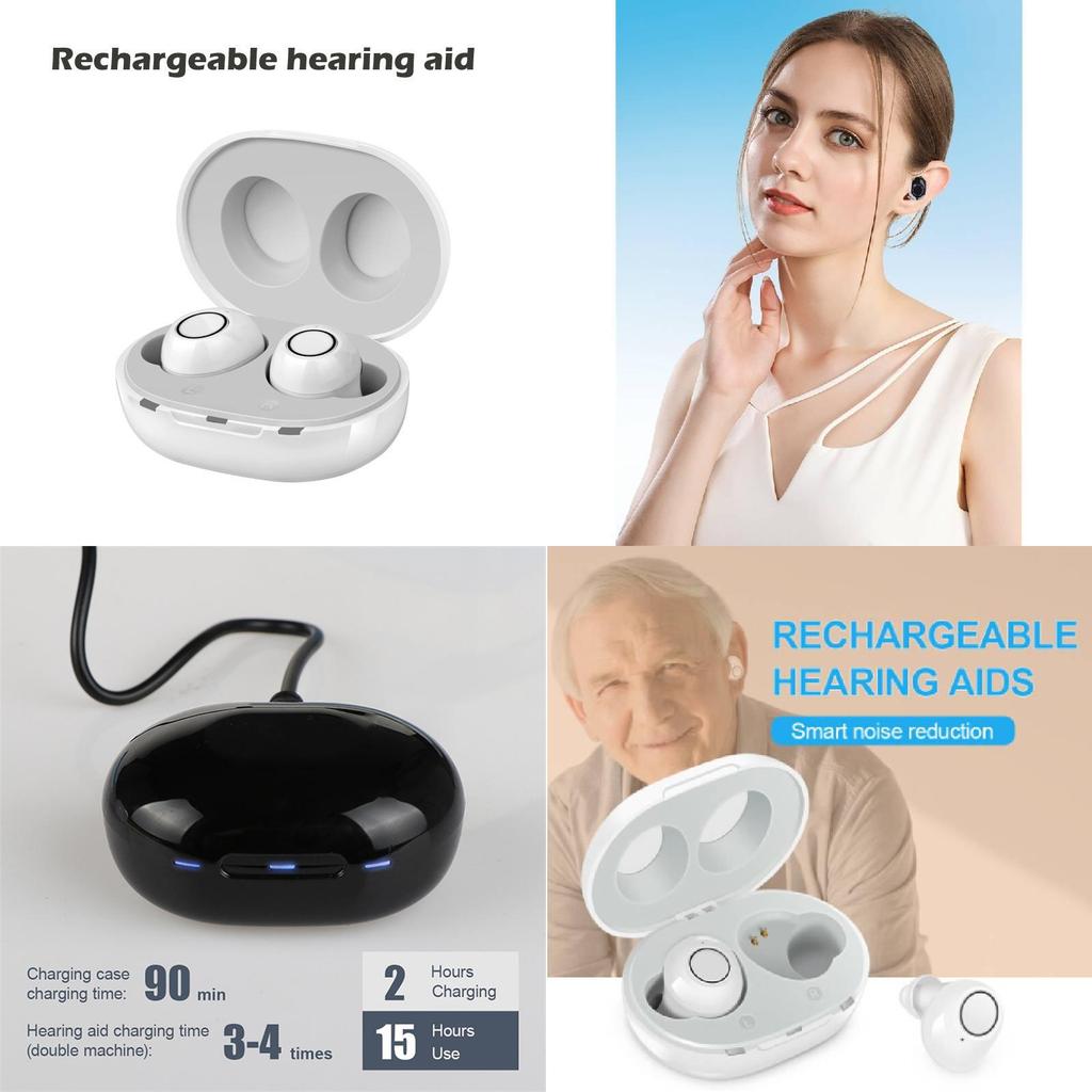 Wiederaufladbarer Smart Hörverstärker für Senioren Einstellbare Lautstärke mit geräuscharmem Design in Schwarz Weiß und Beige