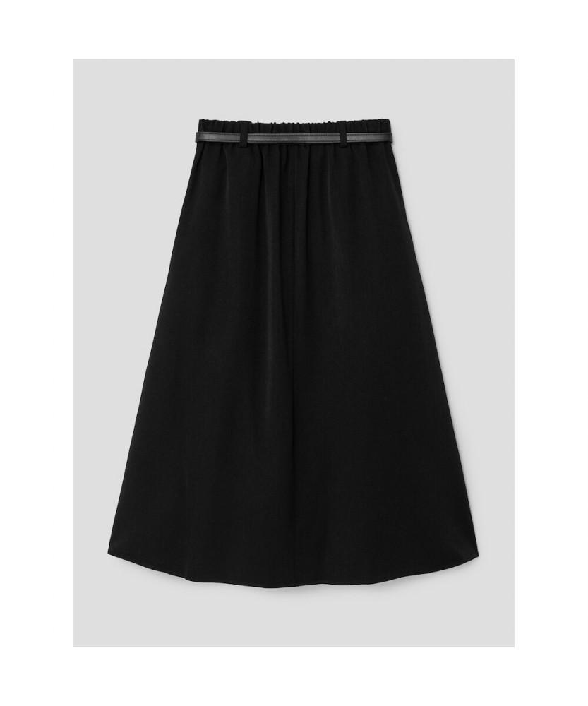 8SECONDS Belted Pleated Long Skirt Black
