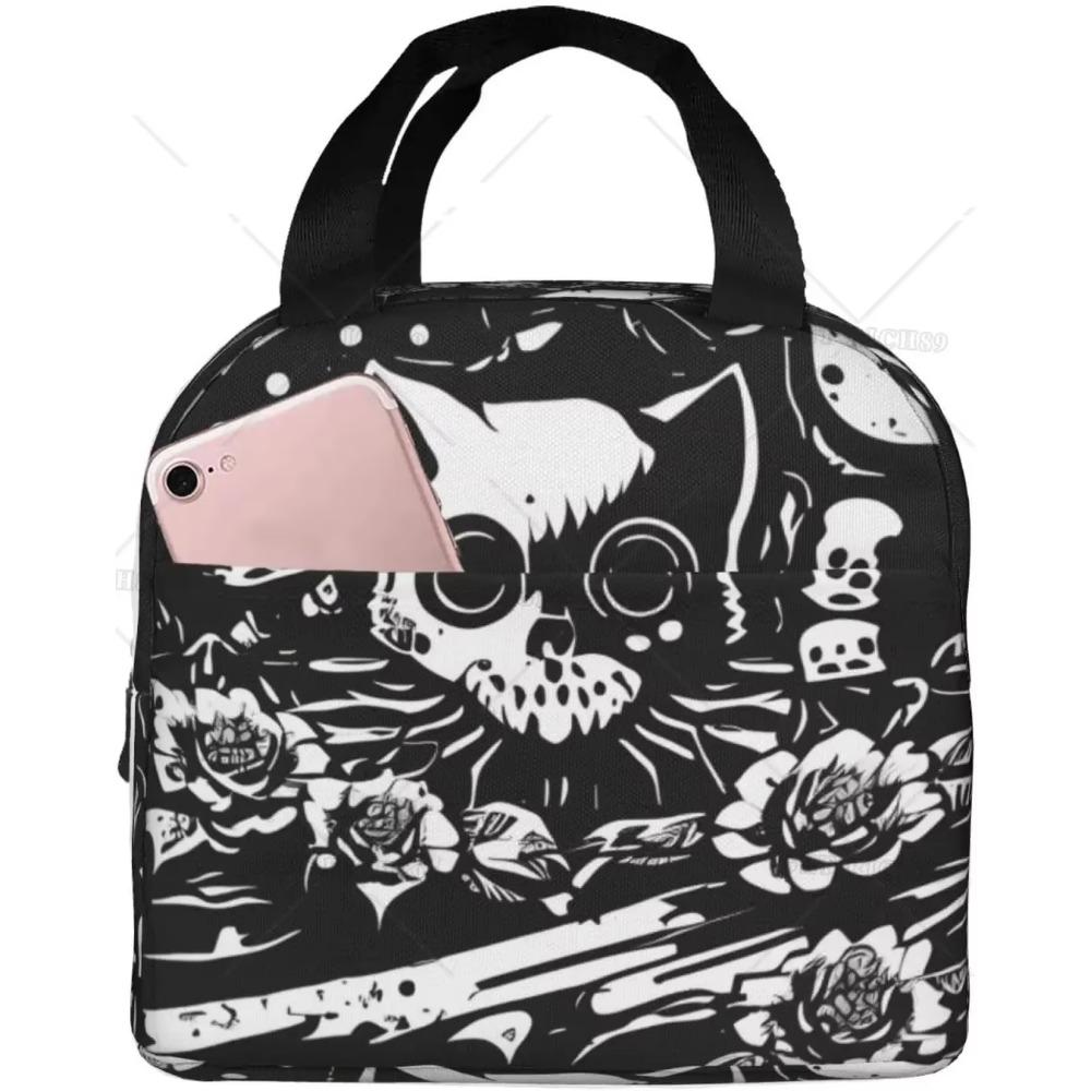 Butterfly Skeleton Cat Insulated Lunch Bag for Women Men, Waterproof Reusable Lunch Cooler Tote,  Lunch Tote for College or Work