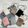 Women Plush Crossbody Bag Solid Color Mobile Phone Bags Versatile Mini Wallets Plush Shoulder Bags  Autumn Winter Coin Purse