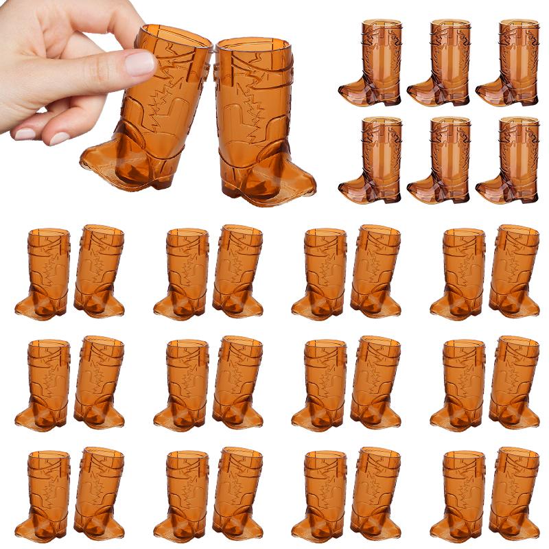 

10 шт. Мини рюмки в форме ковбойского сапога Прозрачные пластиковые стаканчики Украшение для взрослой вечеринки по случаю дня рождения Свадебные принадлежности для девичника коричневый