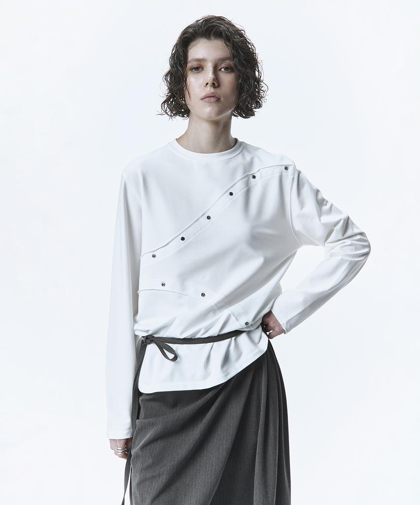 Teulimingbeodeu Curved Rivet Long Sleeve [ White ]