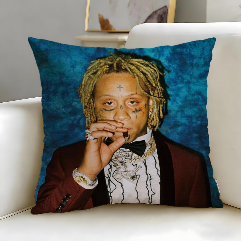 Popular Rapper Trippie Redd Cushion Cover Soft EasyWash Pillow Case Versatile for Couch Bed Travel and Office