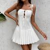 Fashion Temperament Dress, European and American Sexy Hollow Strap Backless A Word Pleated Suspender Skirt