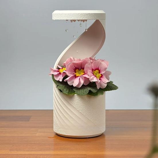 Cloud Watering Planter with Hidden Drainage Tray Self Watering Planter with Slow Drip Rain Effect Modern Desktop Flower Pot for Succulents Herbs Home