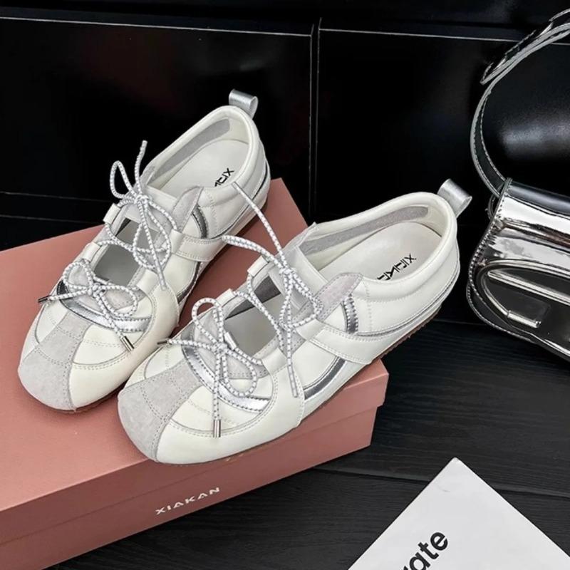 Fashion Inner Height Increase 4cm Empty Shoes Women's New Ballet Mary Jane Shallow Mouth Single Shoes Lace-up Comfortable Casual Shoes