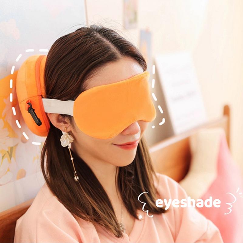 Cartoon 2-In-1 Neck Pillow With Eye Mask Cute Plush Doll Travel Pillow Portable Office Desk Pillow Birthday Gift
