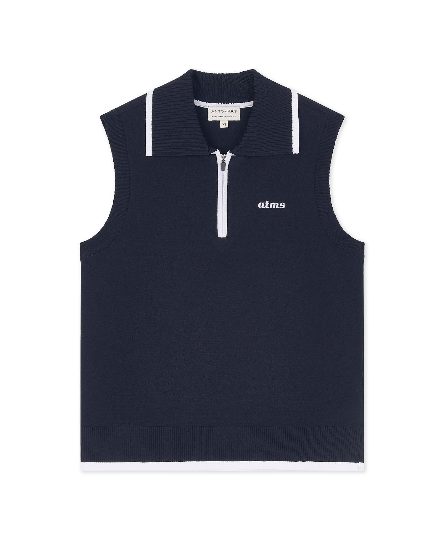 Antomas Spaceship Half-Zip Knit Sleeveless Top For Women - Navy M