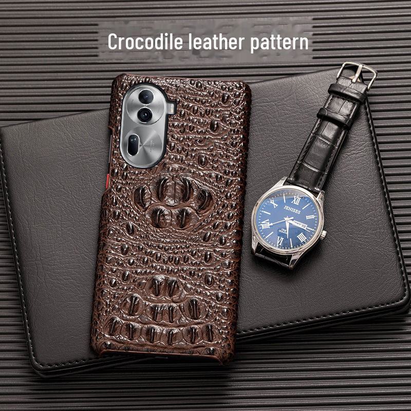 OPPO Reno10Pro Cowhide Skull Half Package Leather Protective Cover for Reno10Pro+