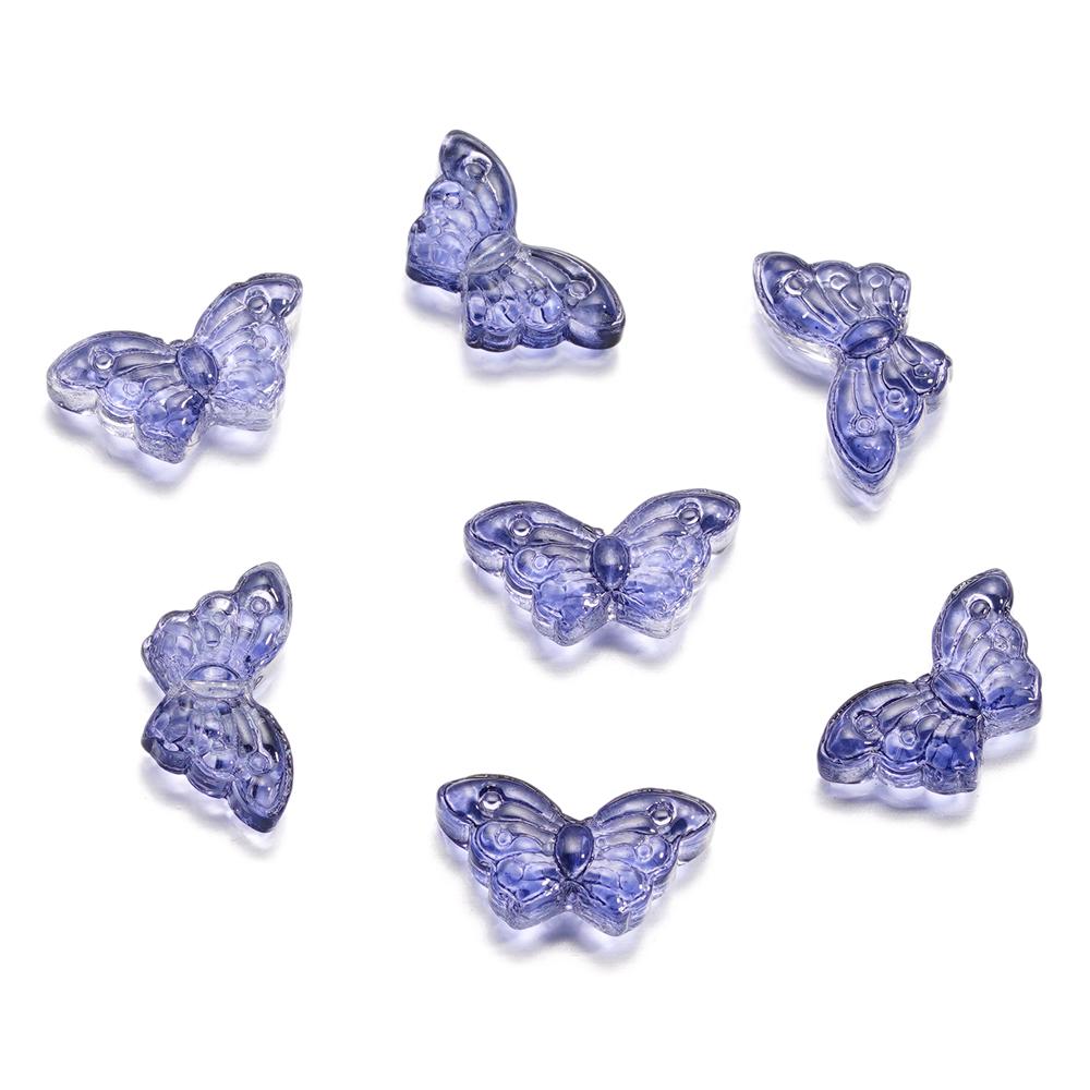 

30Pcs/Lot 8*15mm Transparent Glass Small Butterfly Charms Animal Pendant For Handmade DIY Bracelet Necklace Jewelry Making