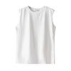 Women's Large Size White Sleeveless Camisole - Loose Round Neck Top for Outer or Inner Wear, Perfect for Spring and Summer.