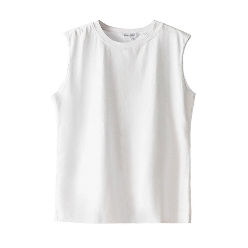 Women's Large Size White Sleeveless Camisole - Loose Round Neck Top for Outer or Inner Wear, Perfect for Spring and Summer.