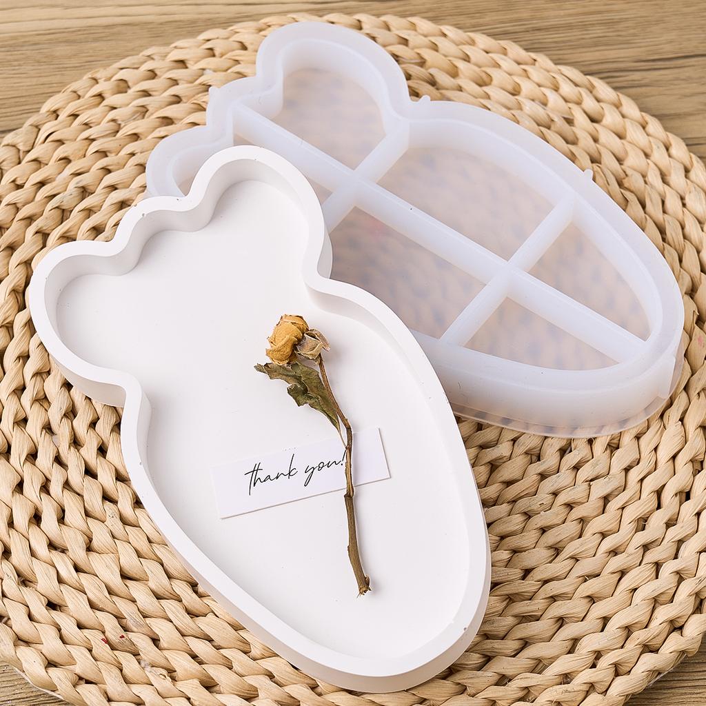 3D Rabbit Carrot Storage Tray Silicone Mold DIY Jewelry Display Plate Casting Molds Plaster Resin Coaster Craft Making Home Deco