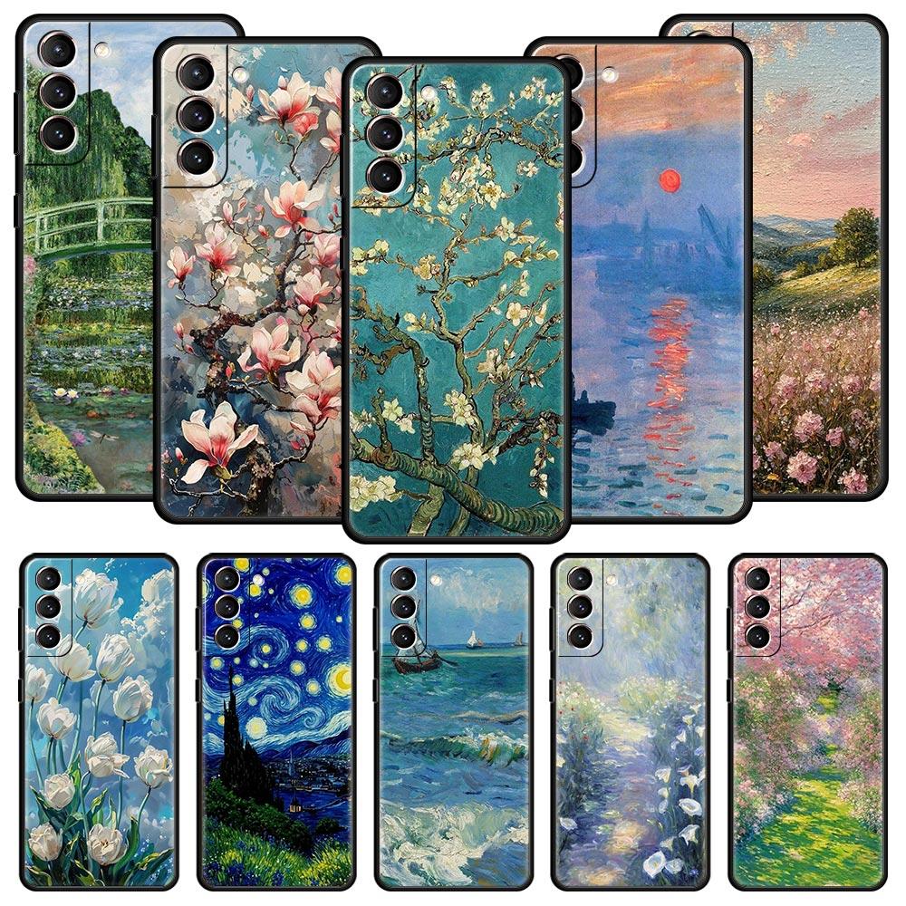 Garden Paint Art Vincent van Gogh Phone Case For Samsung Galaxy S25 Edge S24 S23 S22 S20 Ultra S21 FE 5G S10 Plus Soft TPU Cover
