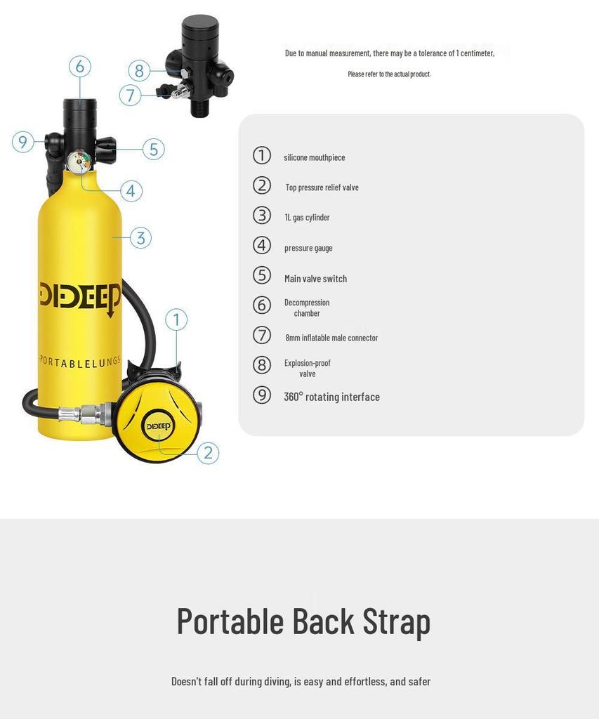 DIDEEP X4000Pro 1L Portable Underwater Diving Oxygen Cylinder