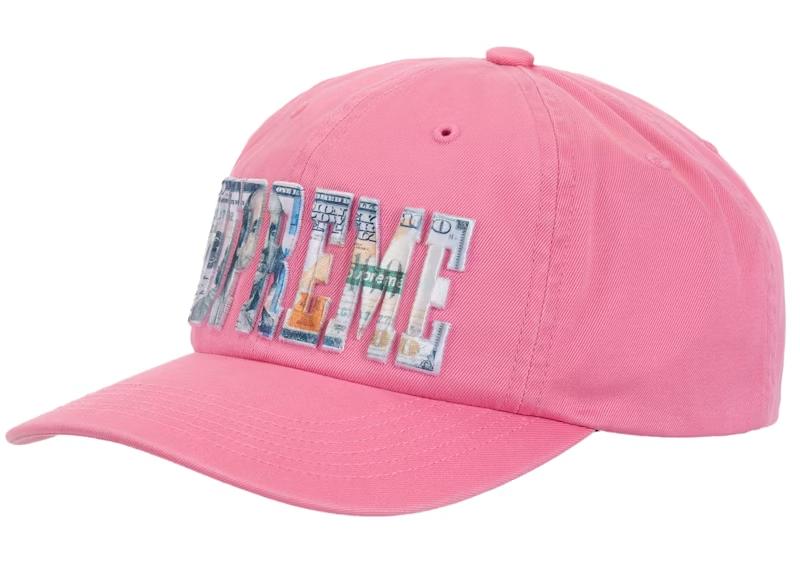 770060 Supreme Embroidered Money Logo 6-Panel Pink One-Size