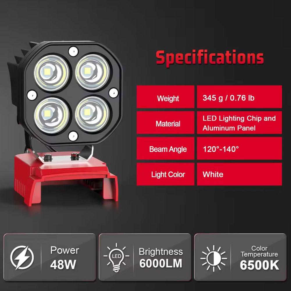 40W Portable Outdoor LED Work Light Compatible With DCB Series 18V/20V Battery Portable Work Light