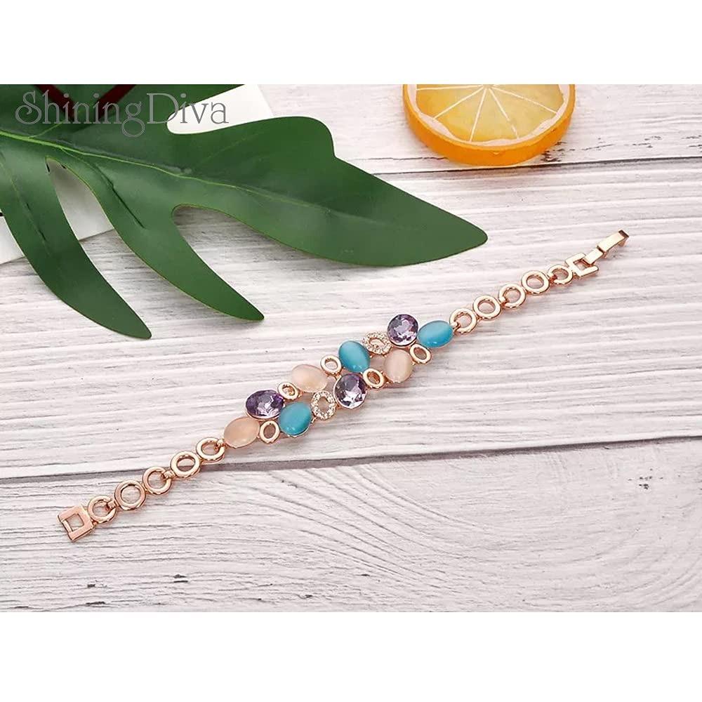 Latest Stylish Rose Gold Austrian Crystal Bracelet For Women And Girls