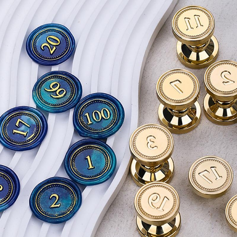 Stamp 2.5*2.5cm Digital 1~20 Series Copper Head Fire Paint Seal Arabic Serial Number Seal Head Solid Brass Carving Stamps