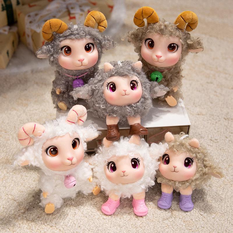 Adorable Silicone Little Sheep Plush Toy Pendant - Curly Wool Leather Face Bag Charm Doll