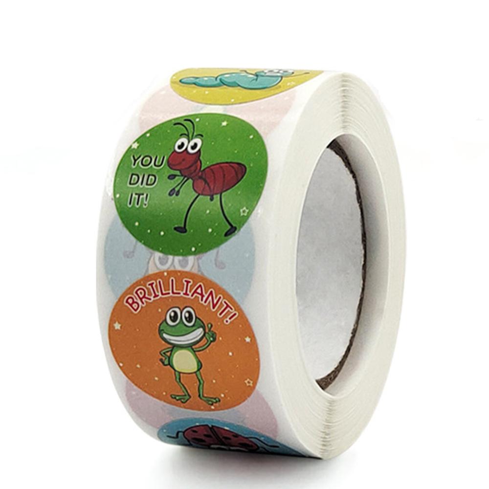 50-500pcs Round Cute Reward Stickers with Word Motivational Labels for School Teacher Kids Student Stationery Stickers Kids