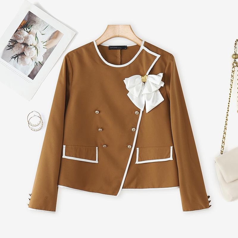 ZANZEA Women Casual Round Neck Loose Long Sleeve Blosue