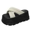 Fashion 8CM High Platform Slippers For Women Open Toe Leather Wedges Chunky Sandals New 2025 Summer Thick Bottom Female Beach Flip Flops