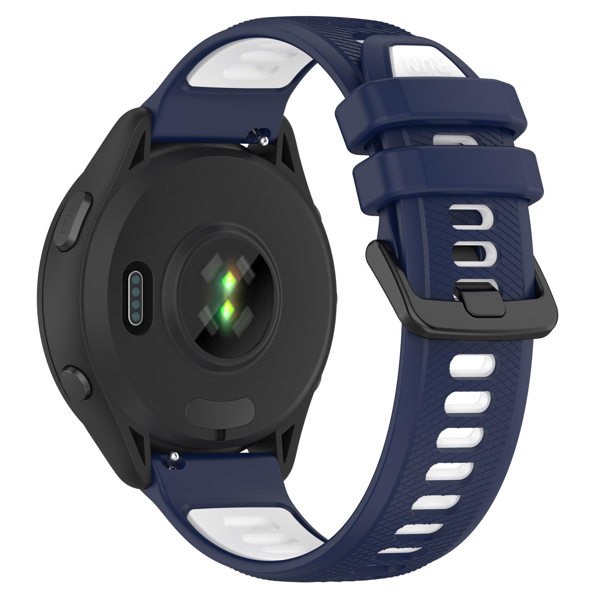

Для Garmin Forerunner 265S Силіконові ремінці для годинника 18 мм Двоколірний змінний ремінець Midnight Blue White
