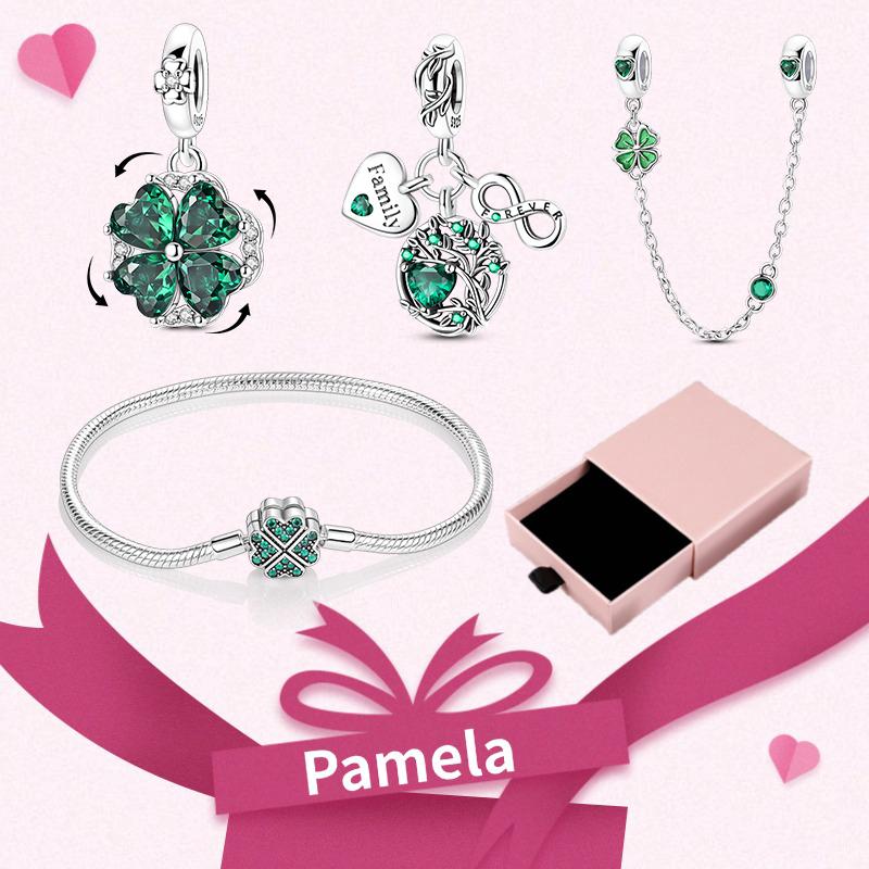 Pink Heart Charm Set 925 Original Silver Charms Bracelet With Gift Box For Women Wedding Anniversary Jewelry Gift 4pcs/lot