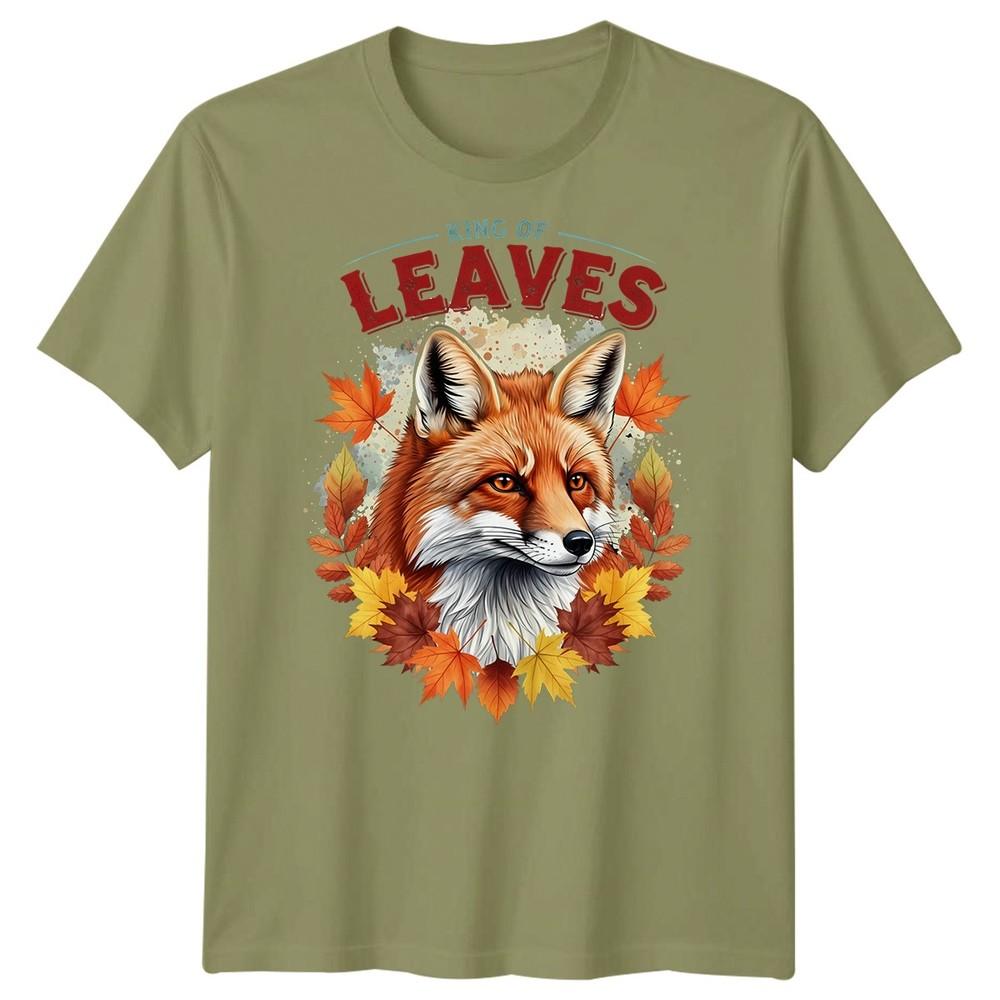 Re delle Foglie Volpe Foglie d'Autunno Stagioni T-Shirt Grafica Unisex