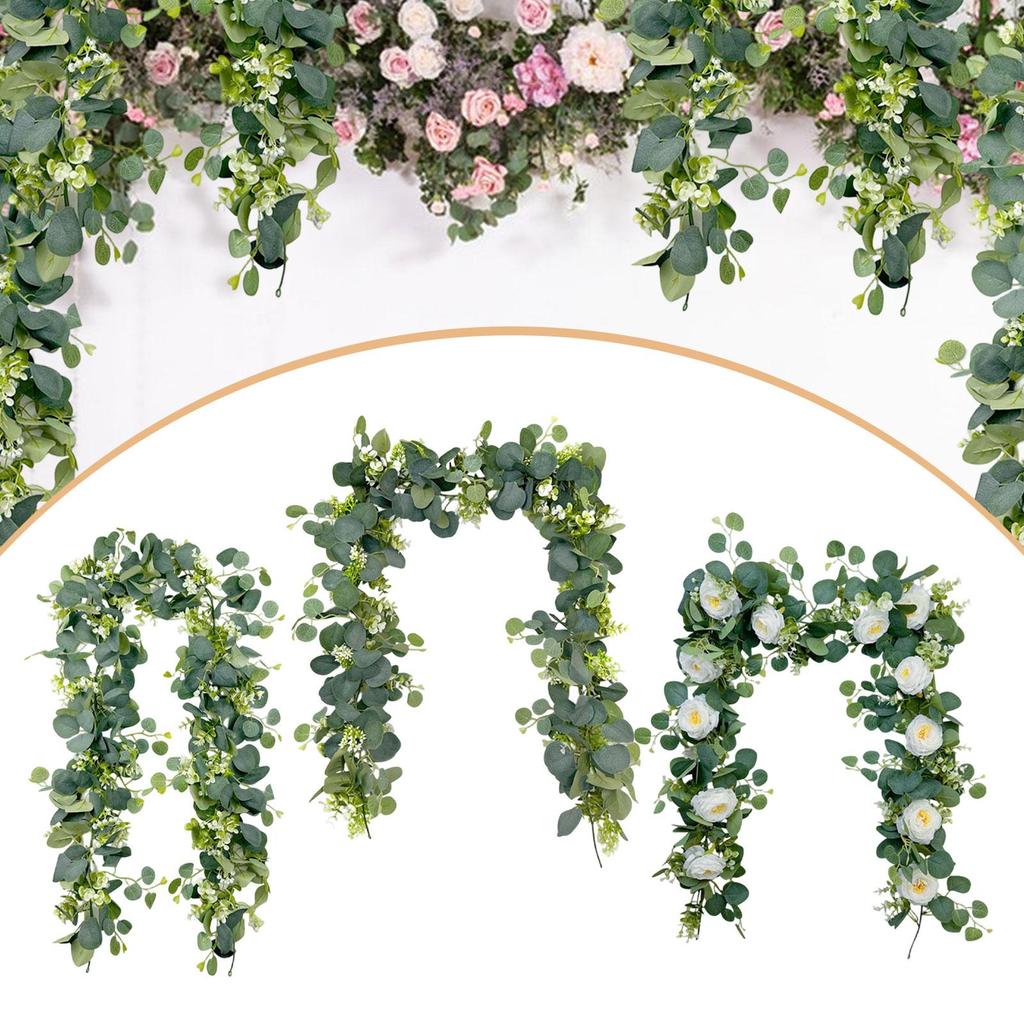 Spring Ornament Fake Eucalyptus Strand Vine Artificial Garland for Home Festive Table and Outdoor Wall Backdrop