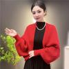 Fitted Waffle Long-sleeved Stylish Cardigan Warm Knitted Shawl for Autumn and Winter Fashionable and Versatile Shawl Outerwear