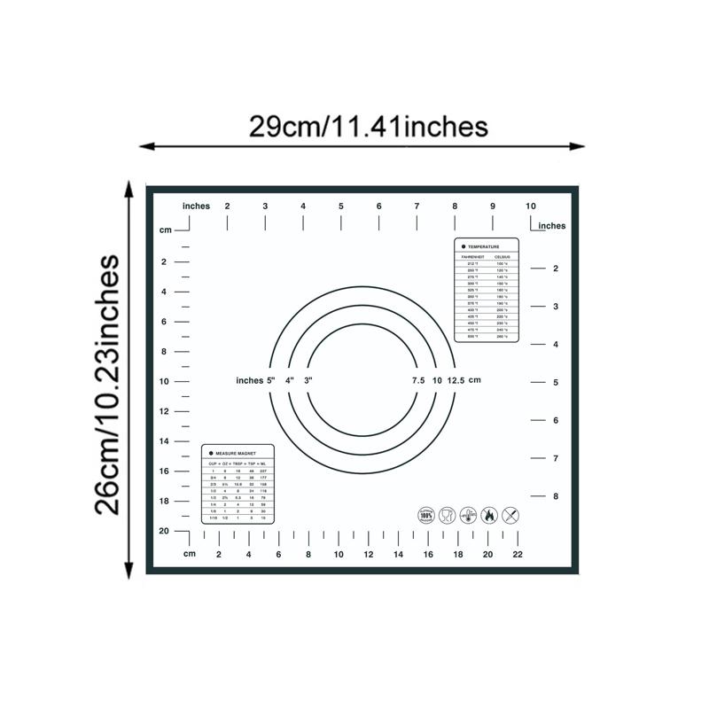 Non-Stick Silicone Baking Mat with Graduated Scale Dough Rolling Mat Pizza Dough Maker Kitchen Cooking Grill Gadgets Bakeware