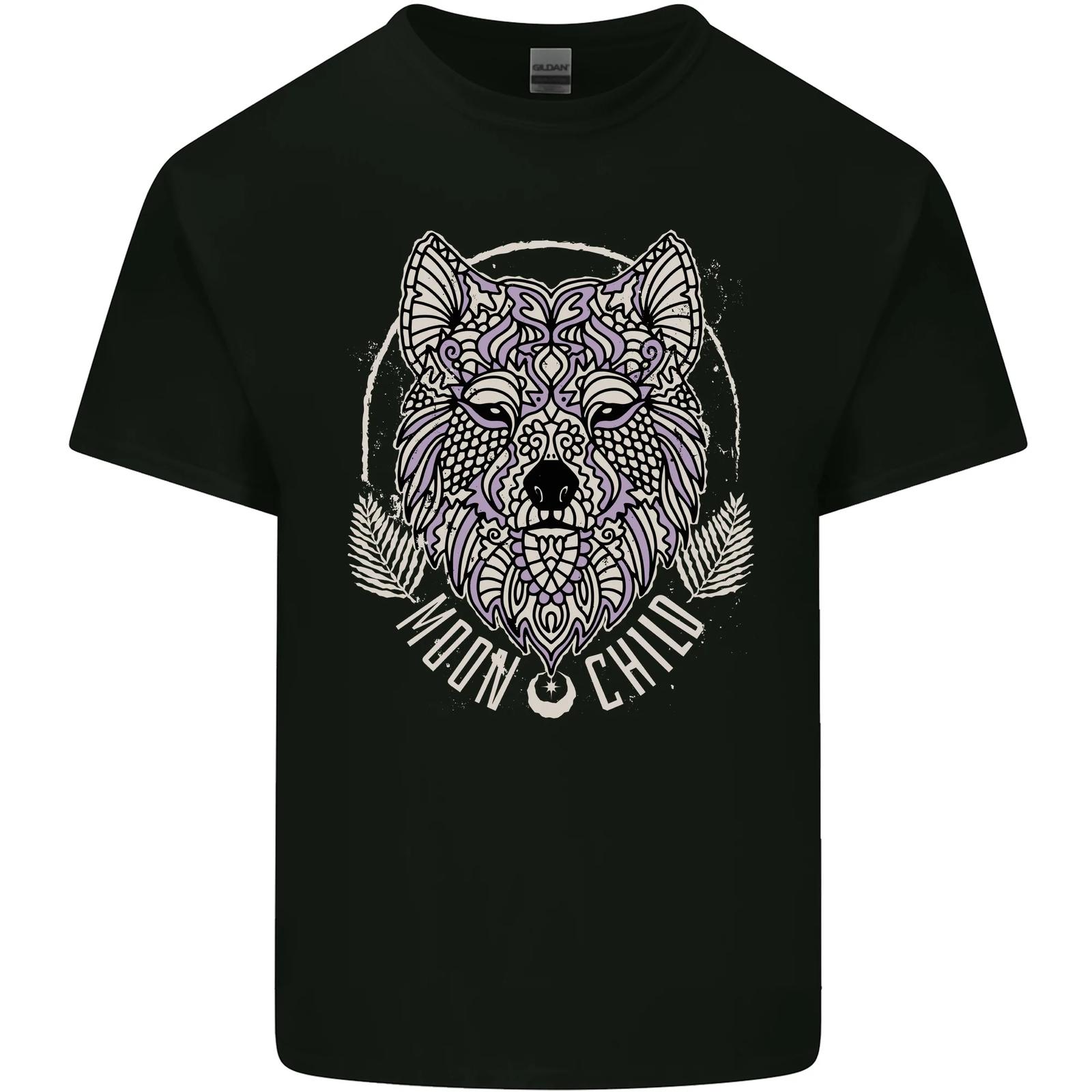 Mandala wolf cotton men s t-shirt- S