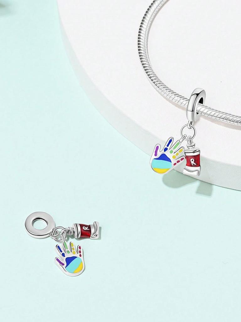 Charms Plata Artist'S Palette Oil Paints Beads Charm Copper Plated Fit Charms Original Bracelet For Jewelry Making Diy Charm