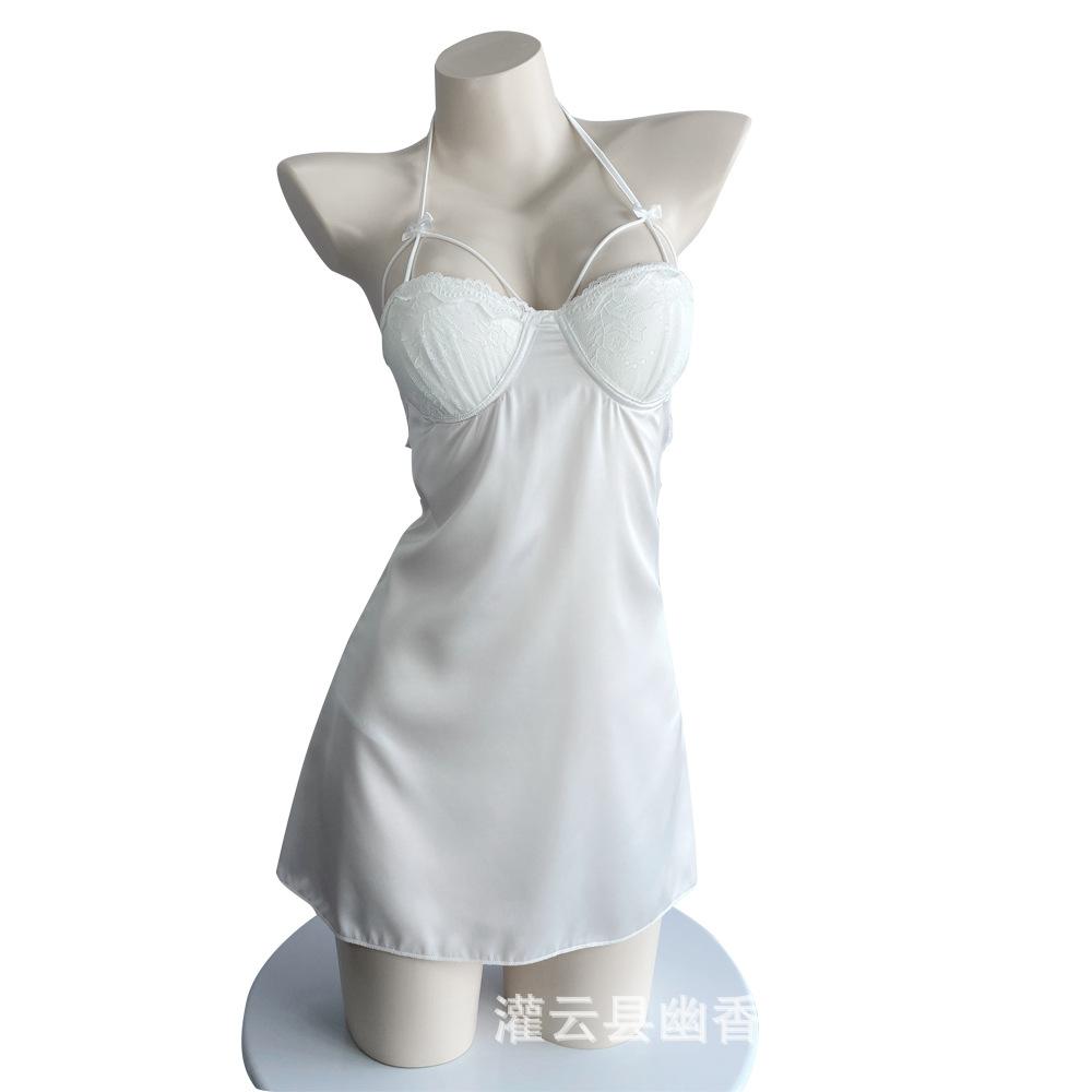 

Новое сексуальное нижнее белье сексуальное кружевное подтяжка юбка атлас шифон домашняя одежда пижама номер one size fits all белый